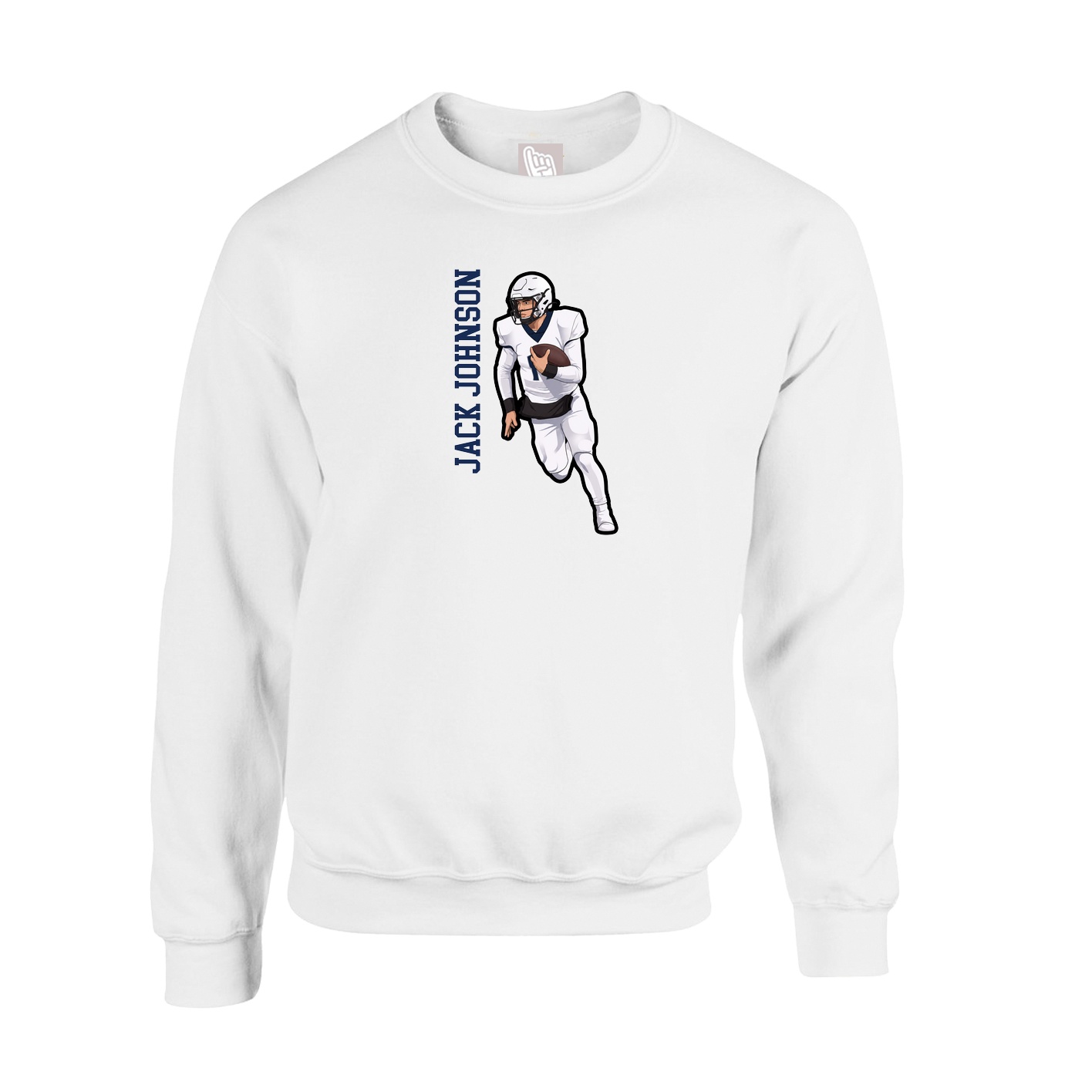 Fleece Crew — Name Vertical in White