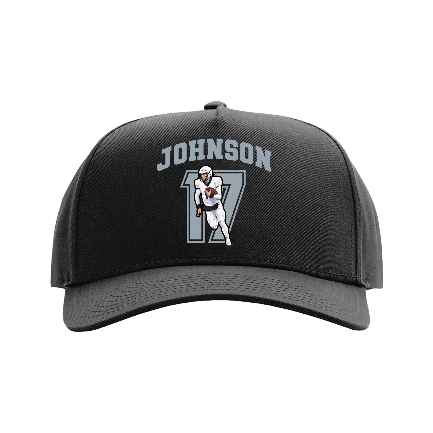 Full Fabric Five-Panel Champ Cap — Number in Black