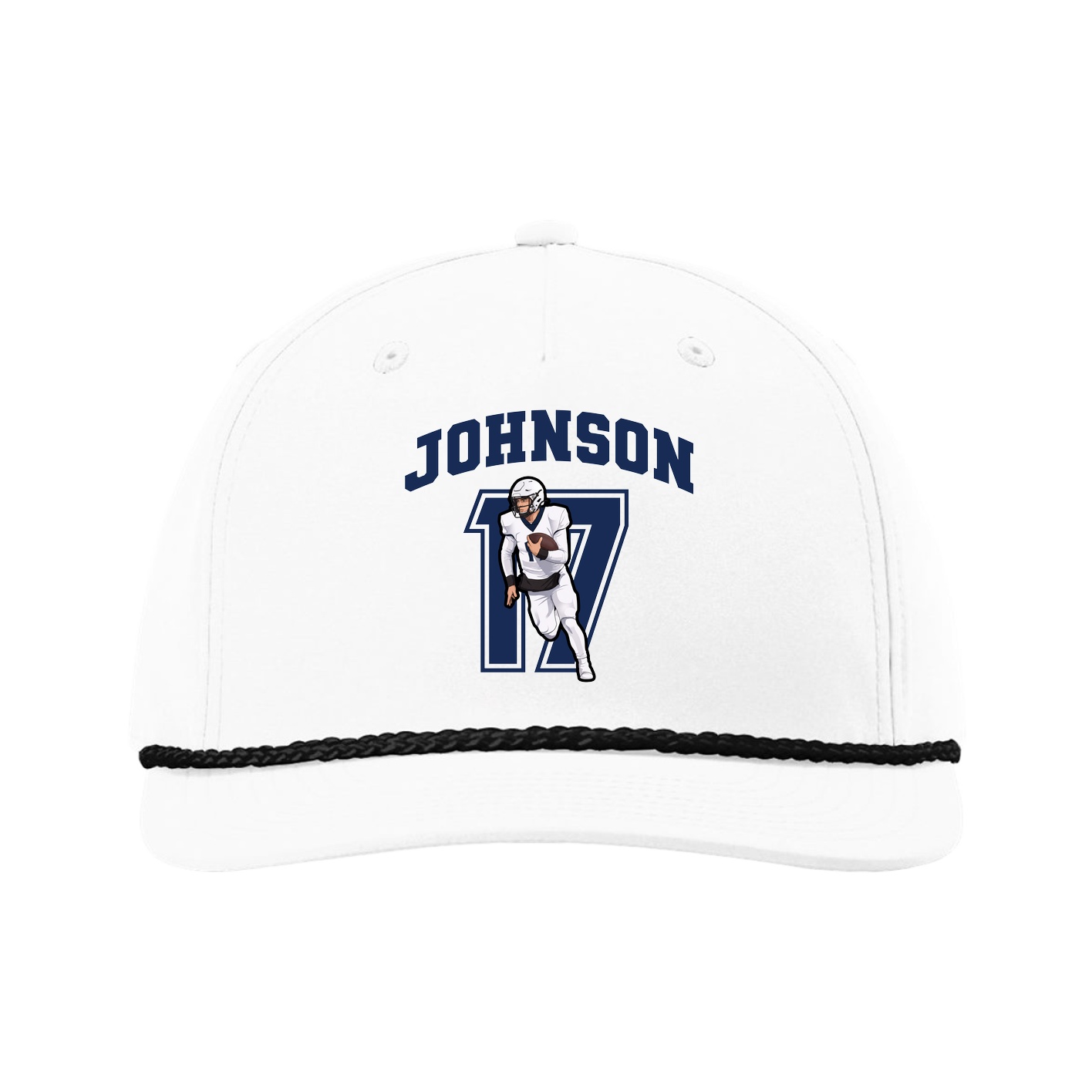 Five-Panel Classic Rope Cap — Number in White