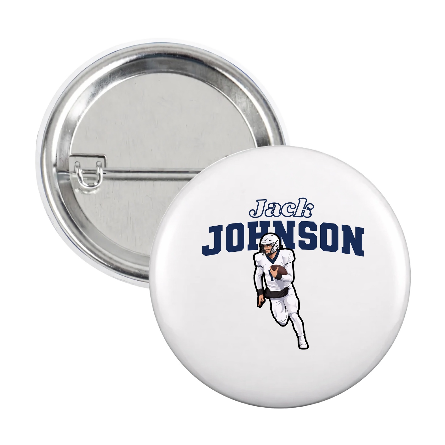Game Day Button — Name Arch in White
