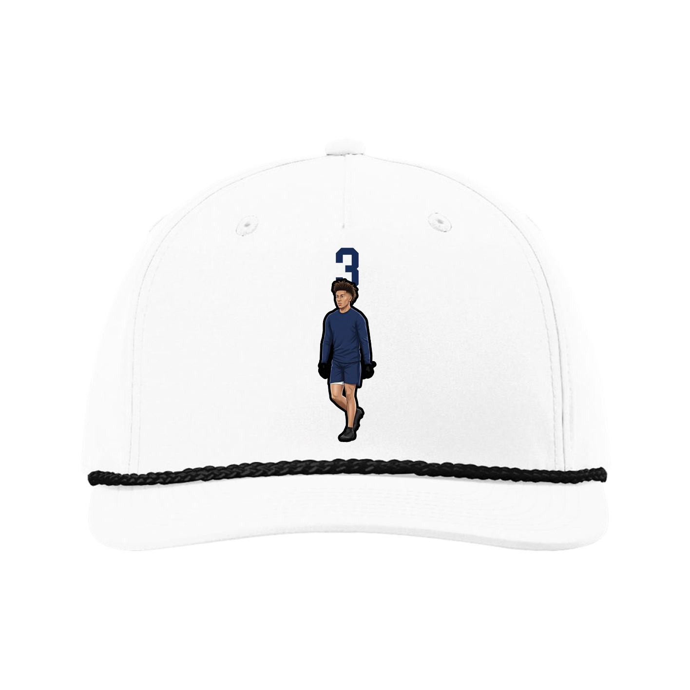Five-Panel Classic Rope Cap — Number Top in White
