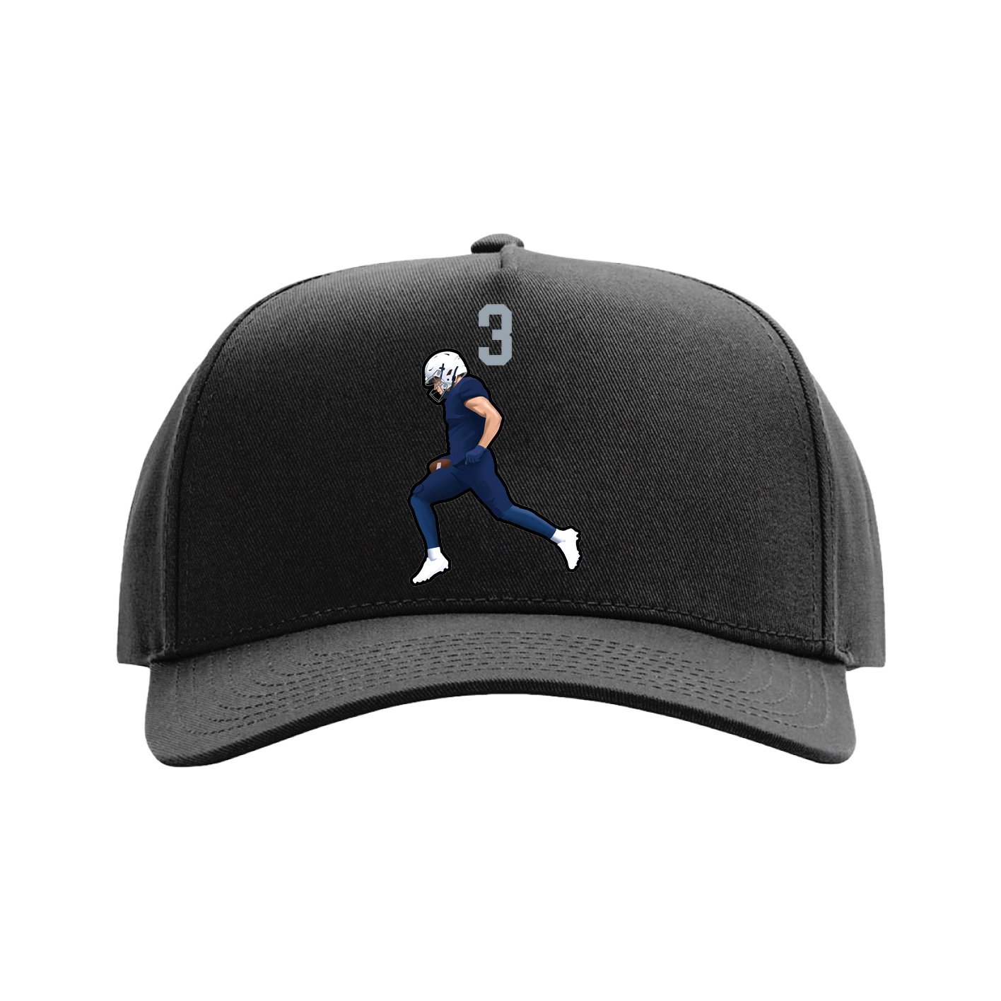 Full Fabric Five-Panel Champ Cap — Number Top in Black