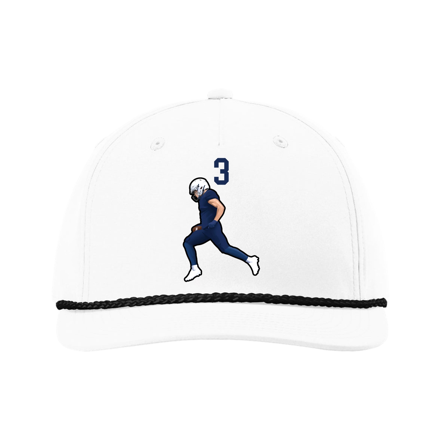Five-Panel Classic Rope Cap — Number Top in White
