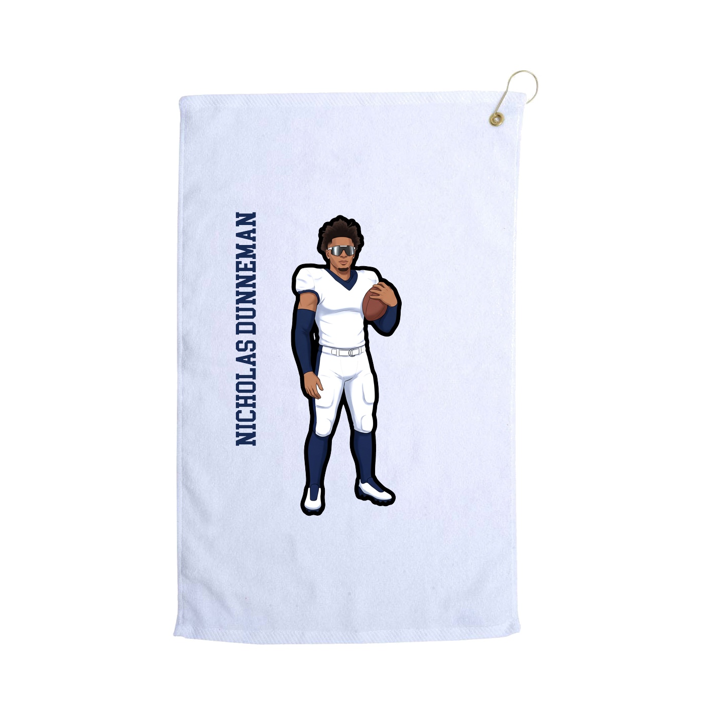 Golf Towel — Name Vertical in White