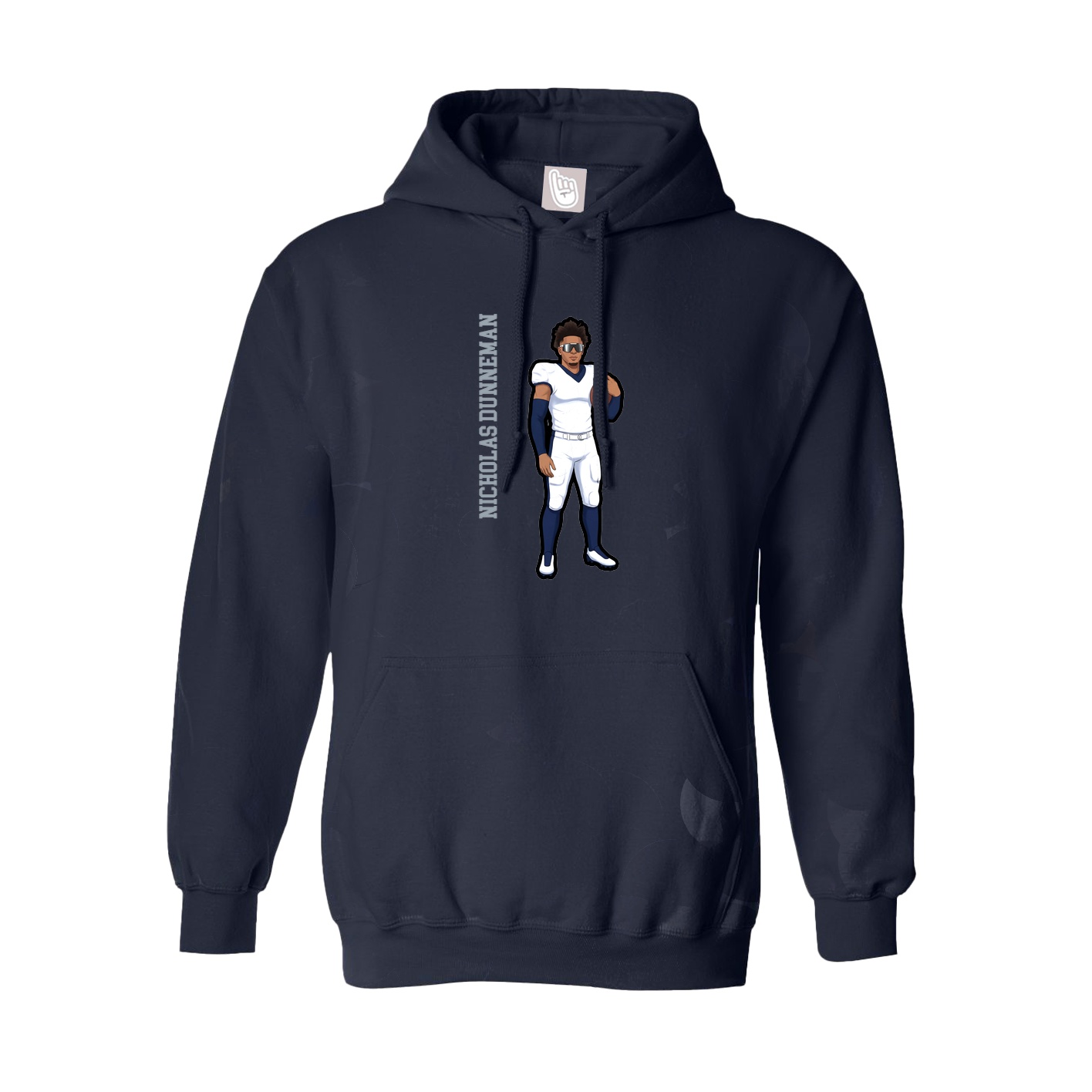Youth Hoodie — Name Vertical in Navy