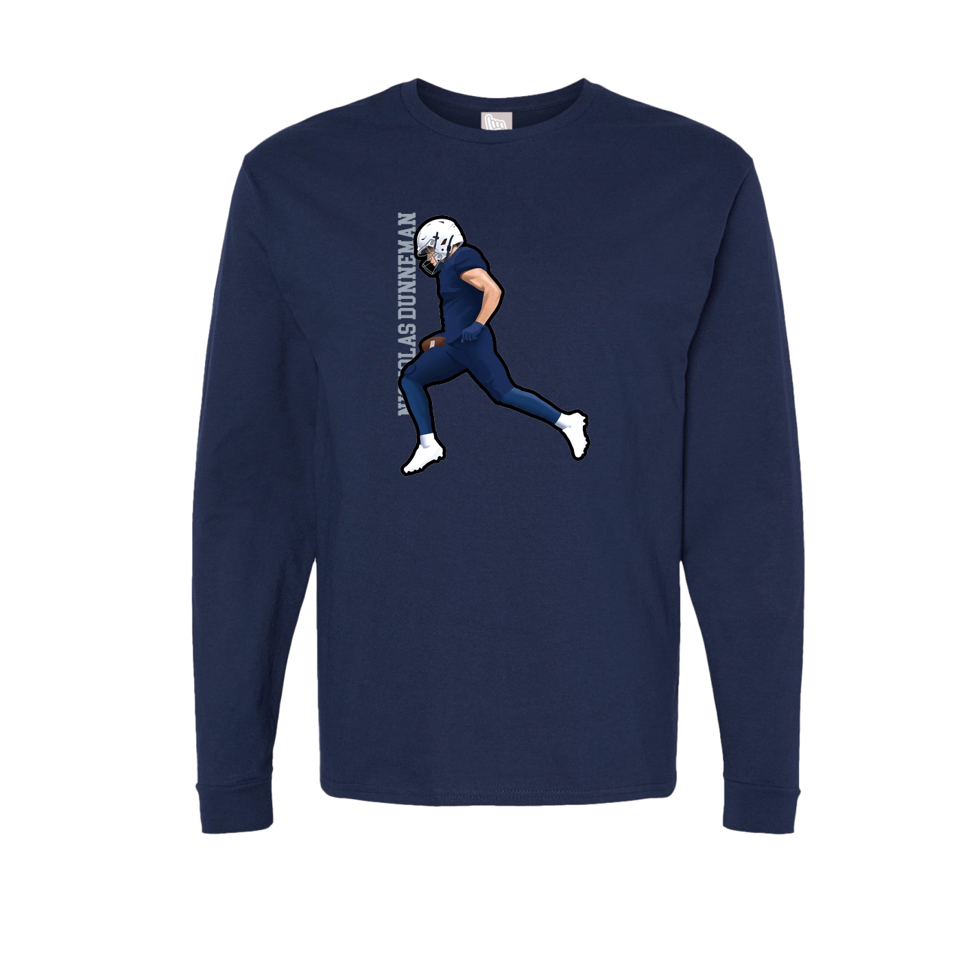 Long Sleeve Tee — Name Vertical in Navy