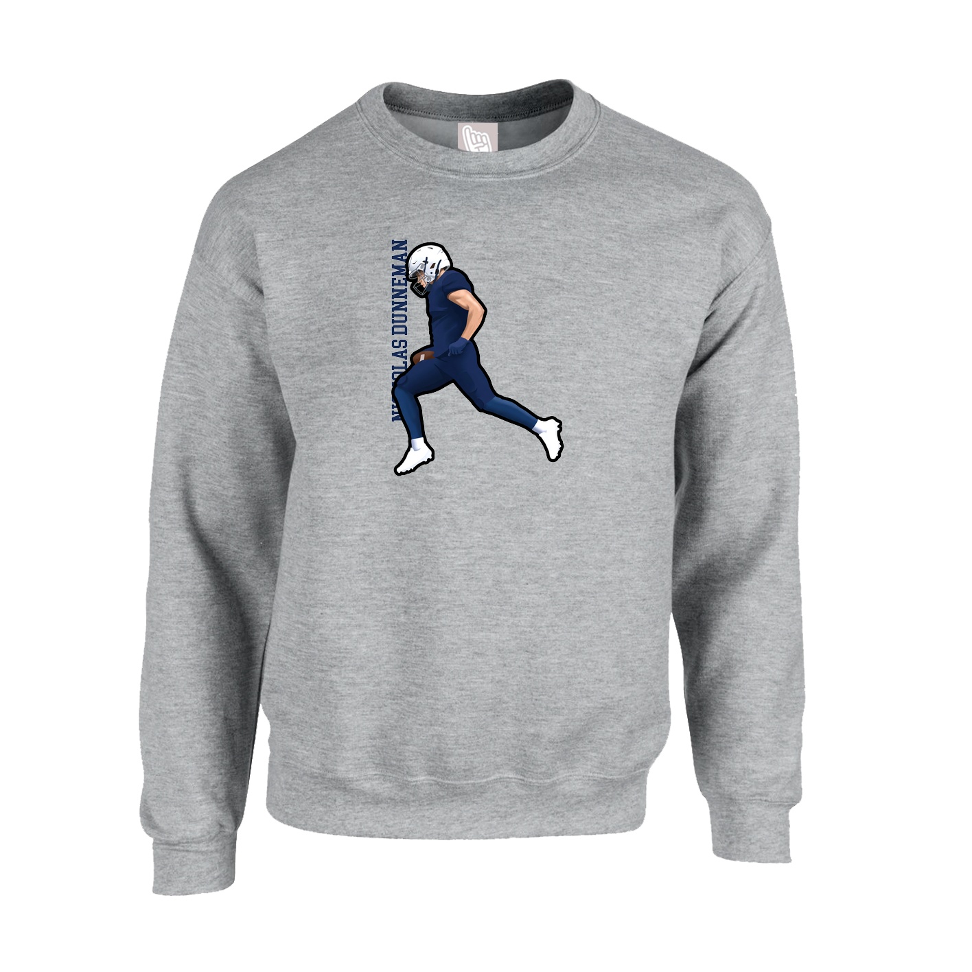 Fleece Crew — Name Vertical in Grey