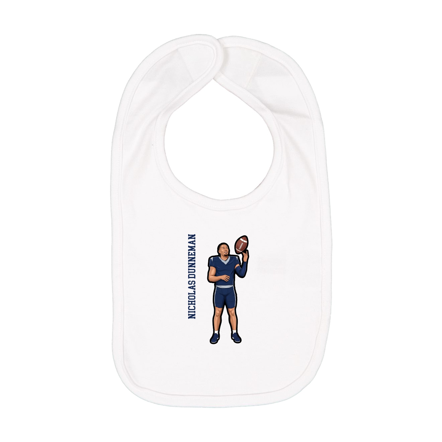 Infant Bib — Name Vertical in White