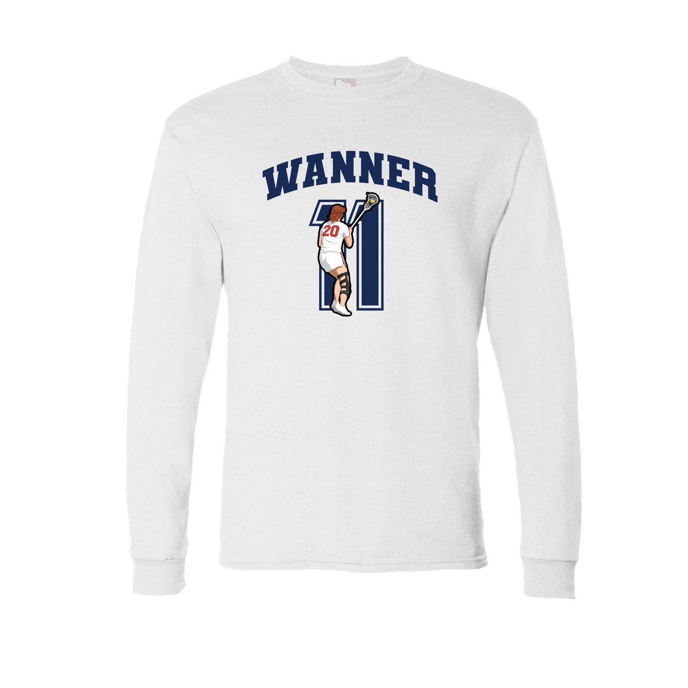 Long Sleeve Tee — Number in White