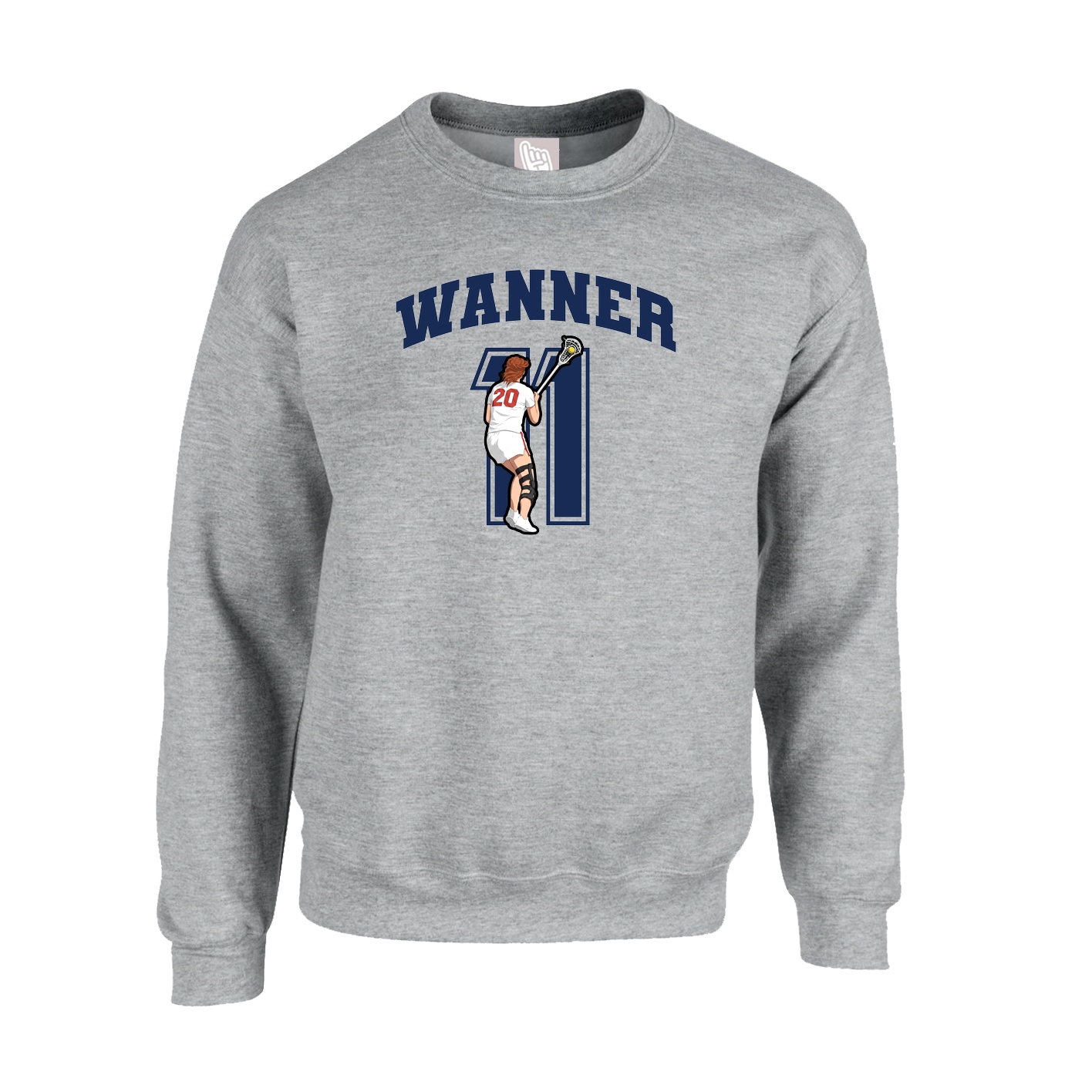 Fleece Crew — Number in Grey