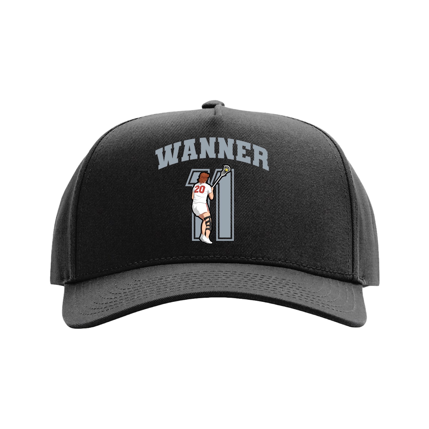 Full Fabric Five-Panel Champ Cap — Number in Black