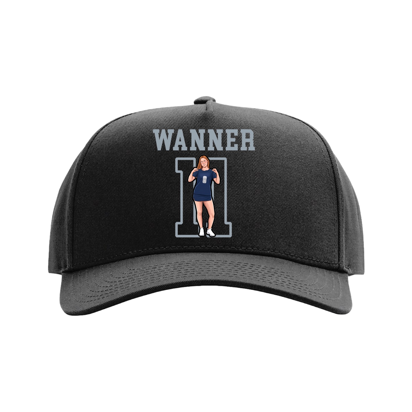 Full Fabric Five-Panel Champ Cap — Shirsey in Black