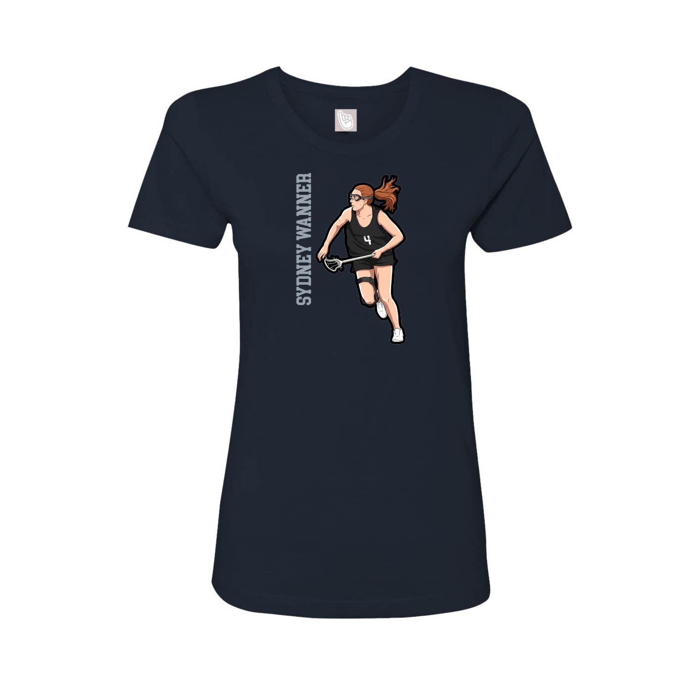 Fitted Women's Tee — Name Vertical in Navy