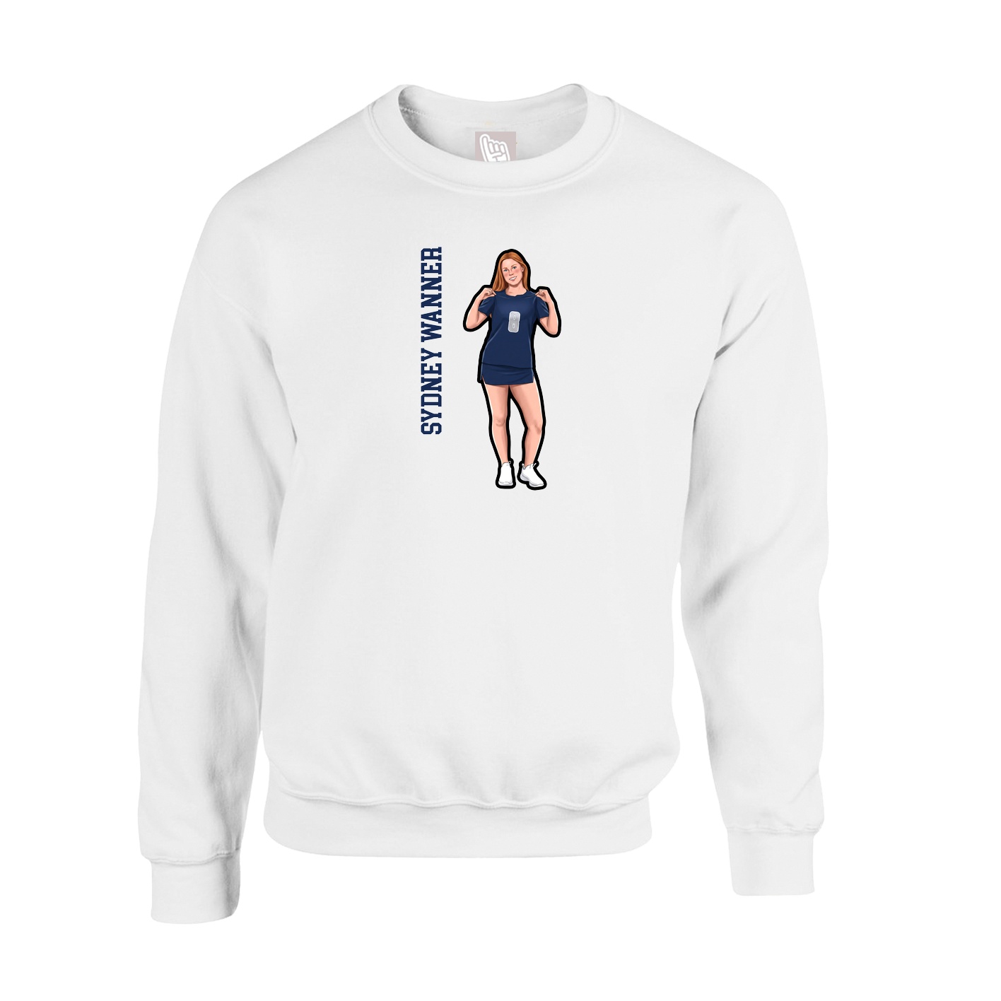 Fleece Crew — Name Vertical in White