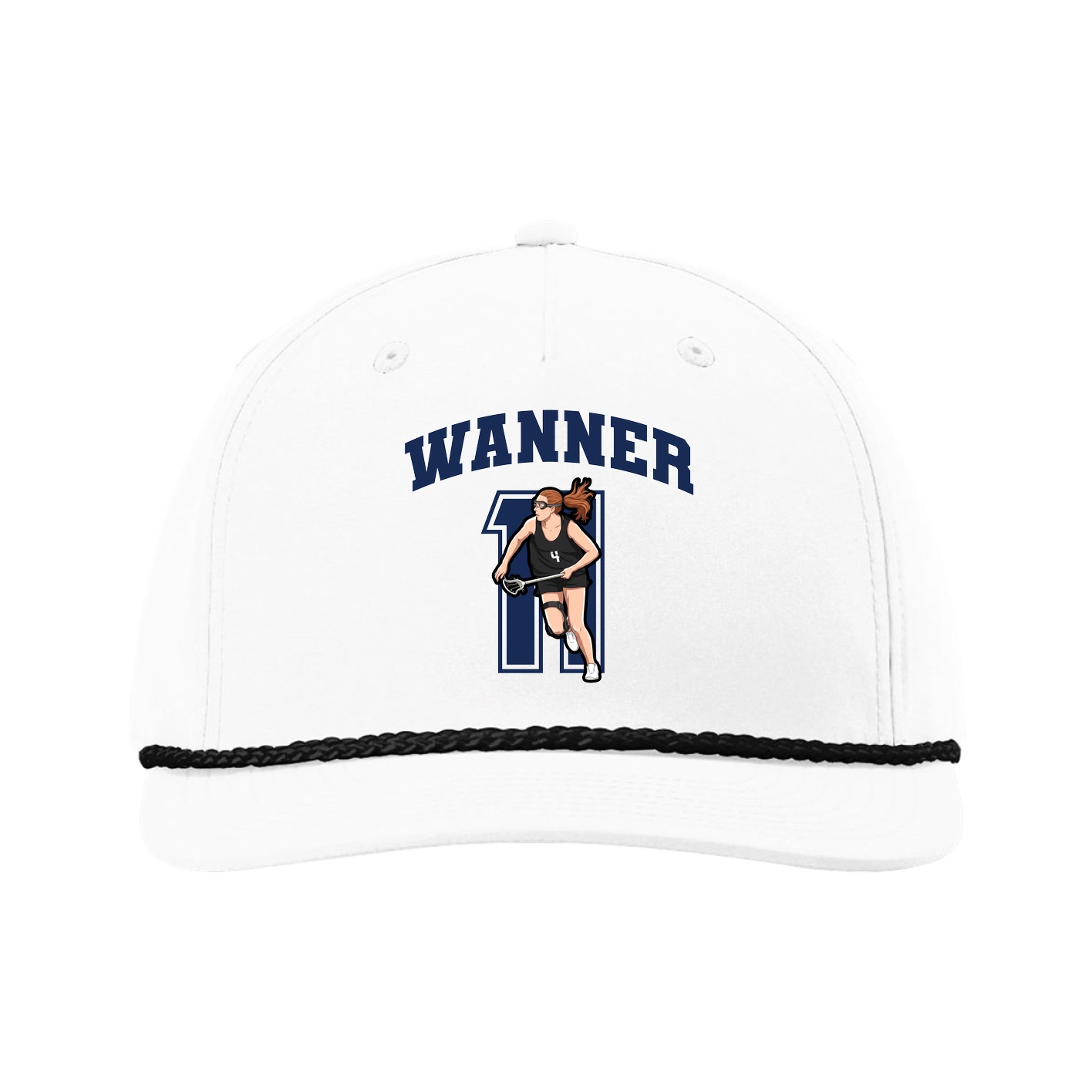 Five-Panel Classic Rope Cap — Number in White