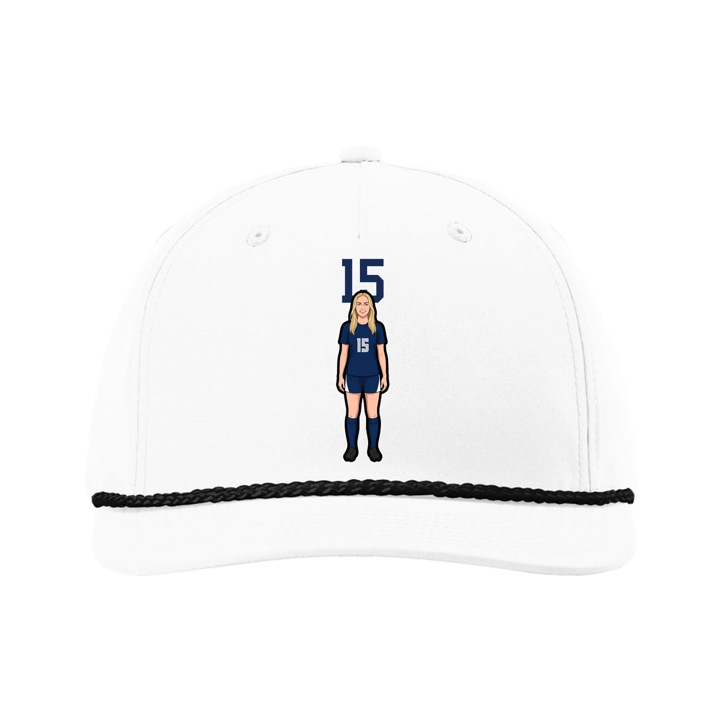 Five-Panel Classic Rope Cap — Number Top in White