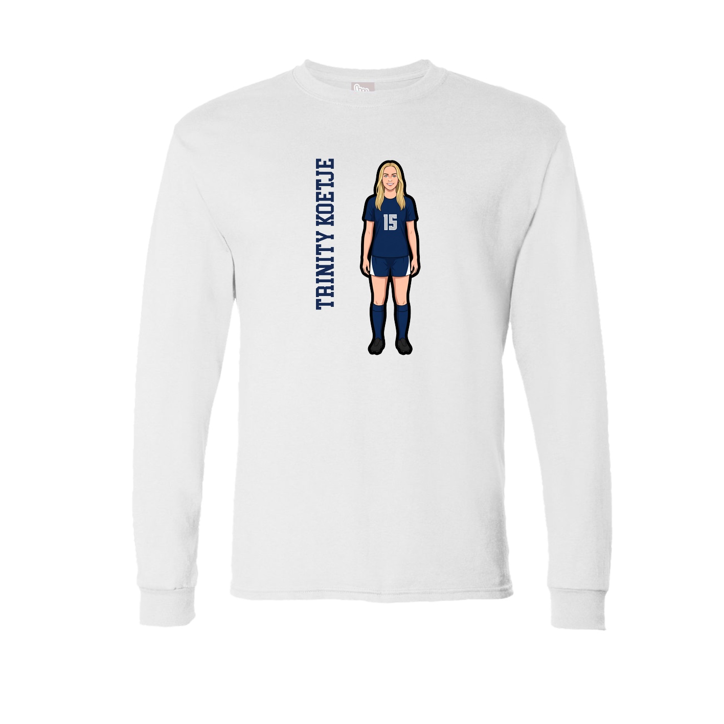 Long Sleeve Tee — Name Vertical in White