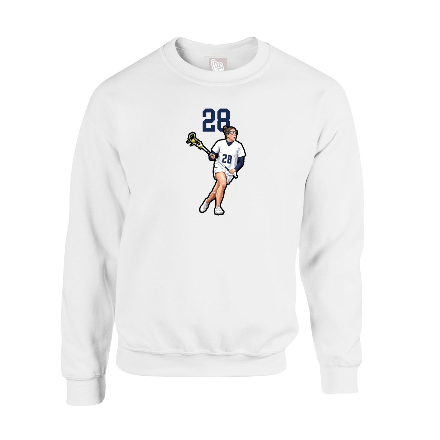 Fleece Crew — Number Top in White