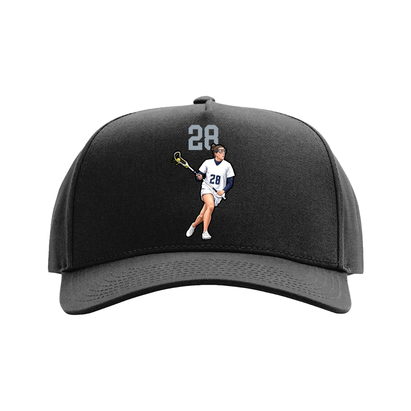 Full Fabric Five-Panel Champ Cap — Number Top in Black
