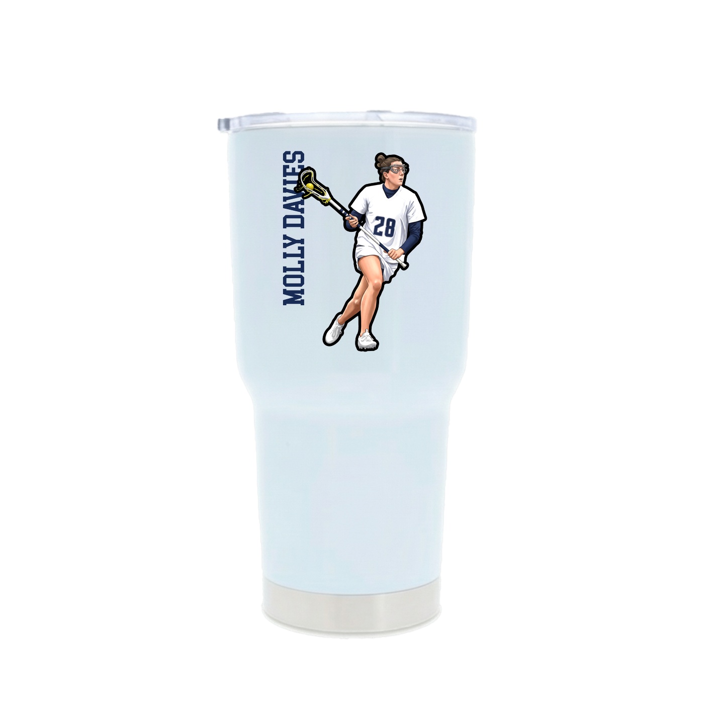 30oz Stainless Steel Tumbler — Name Vertical in White