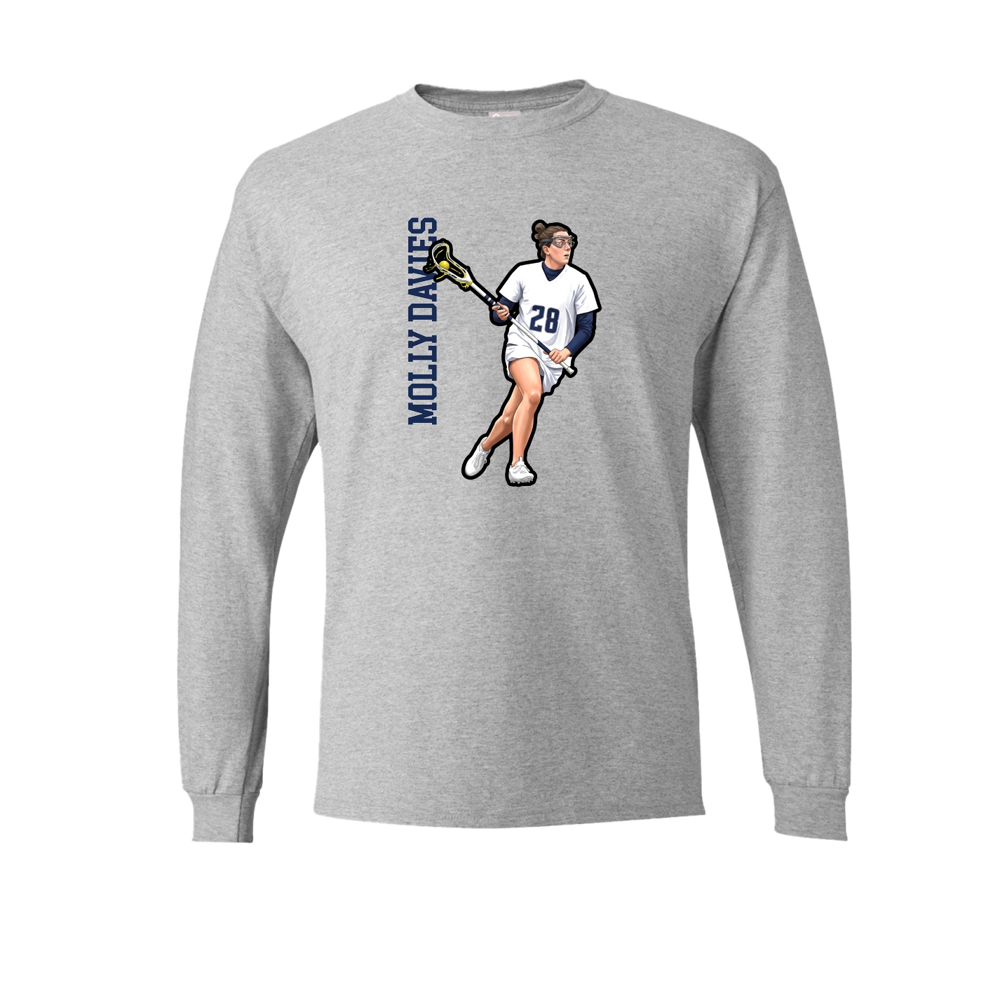 Long Sleeve Tee — Name Vertical in Grey