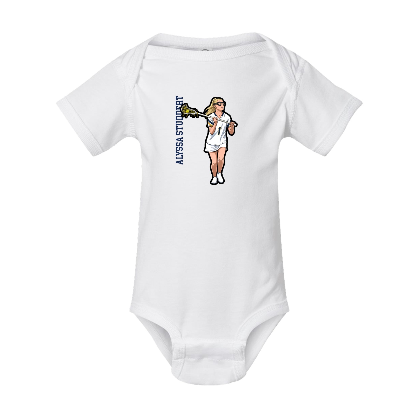 Baby Onesie — Name Vertical in White
