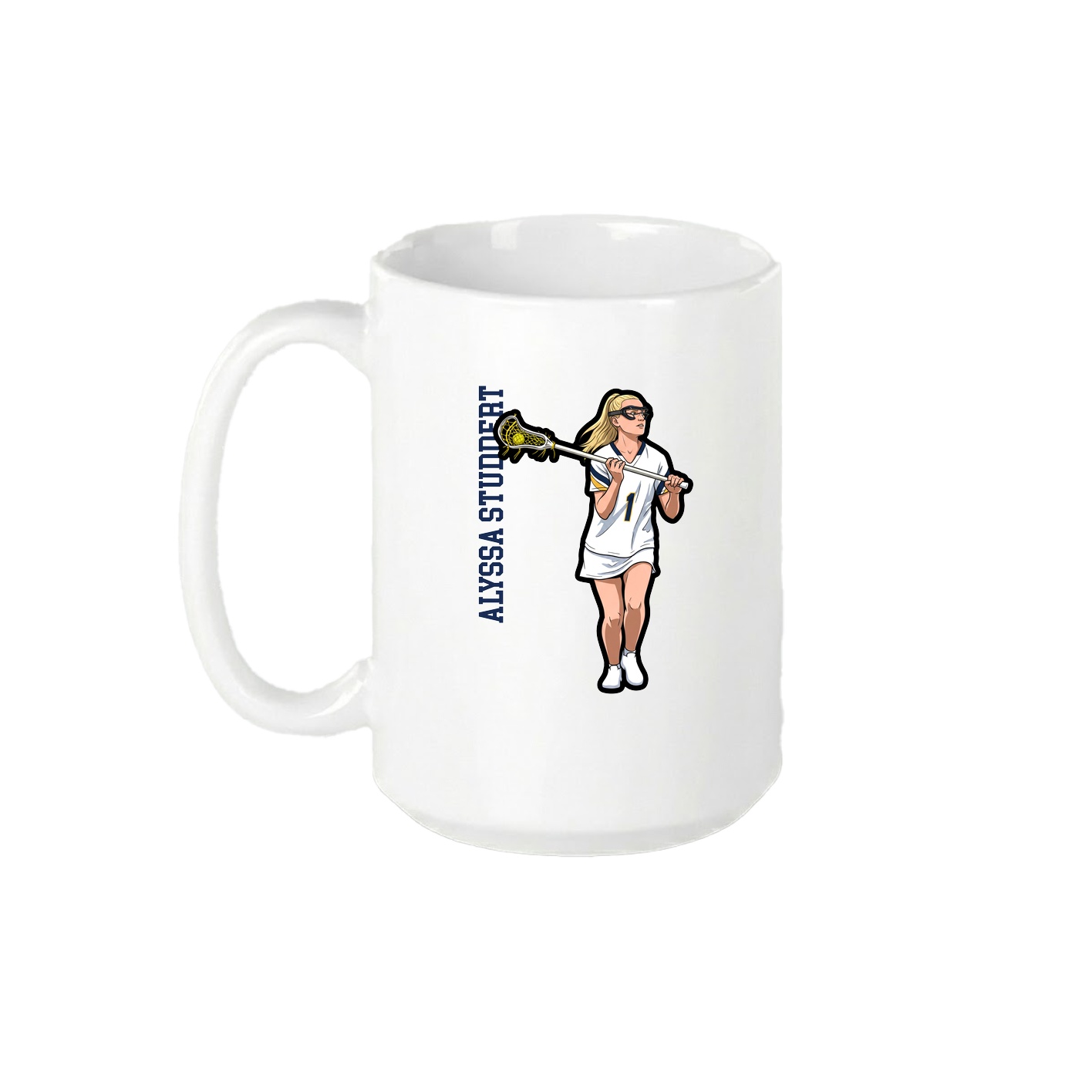 15oz Coffee Mug — Name Vertical in White