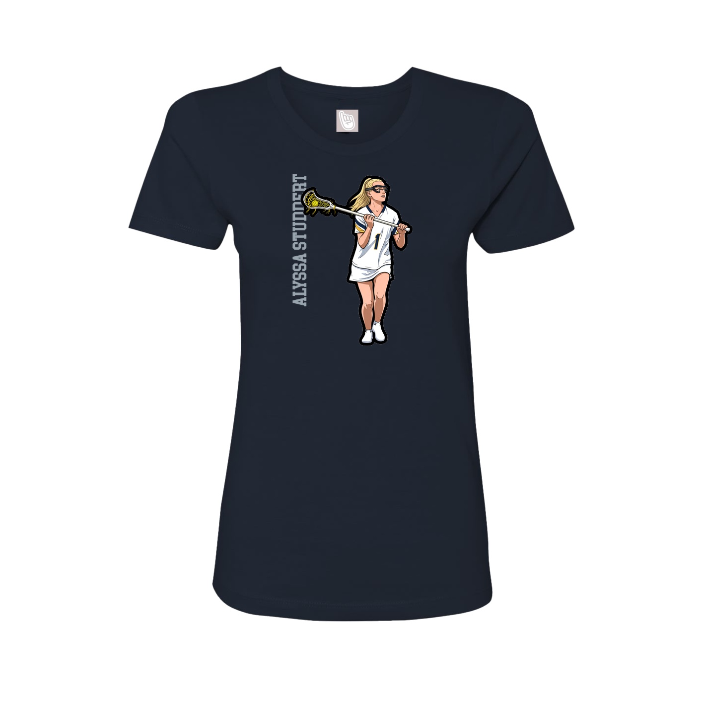 Fitted Women's Tee — Name Vertical in Navy