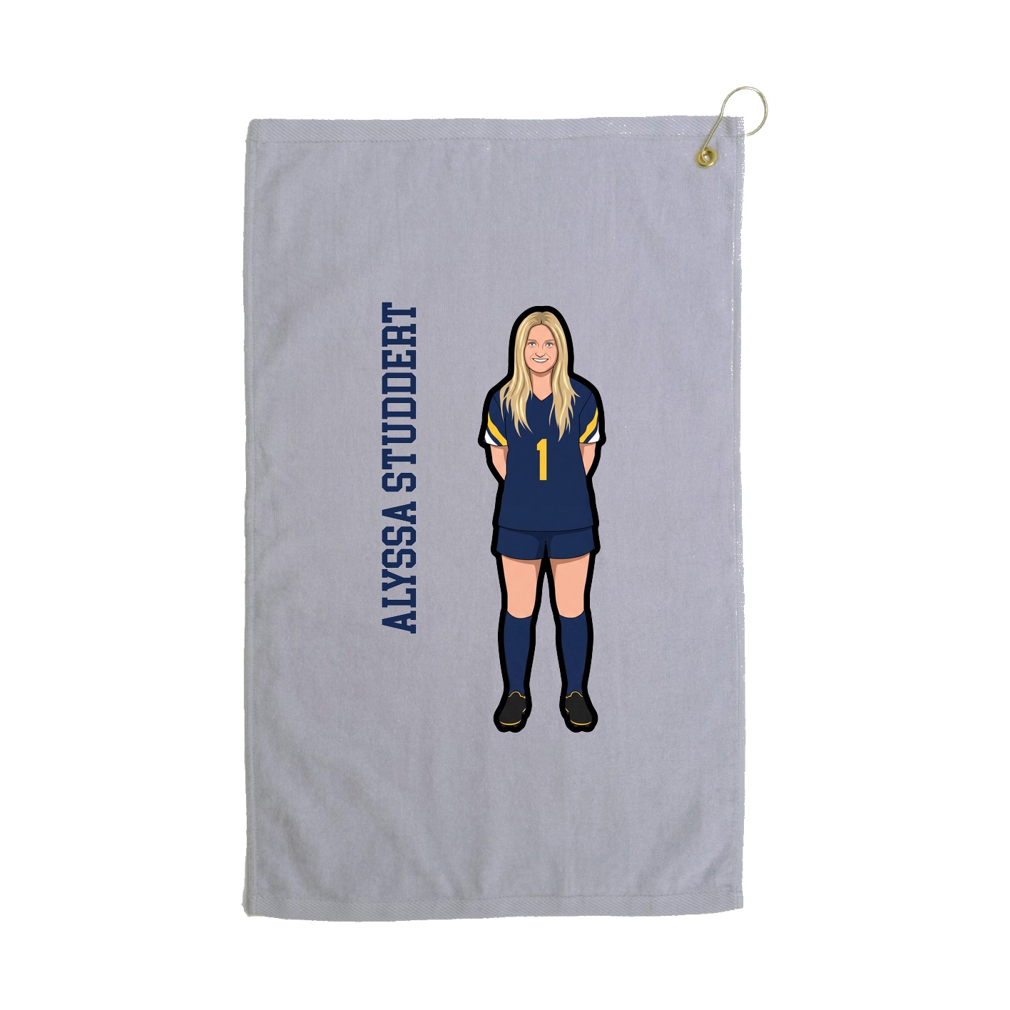 Golf Towel — Name Vertical in Grey