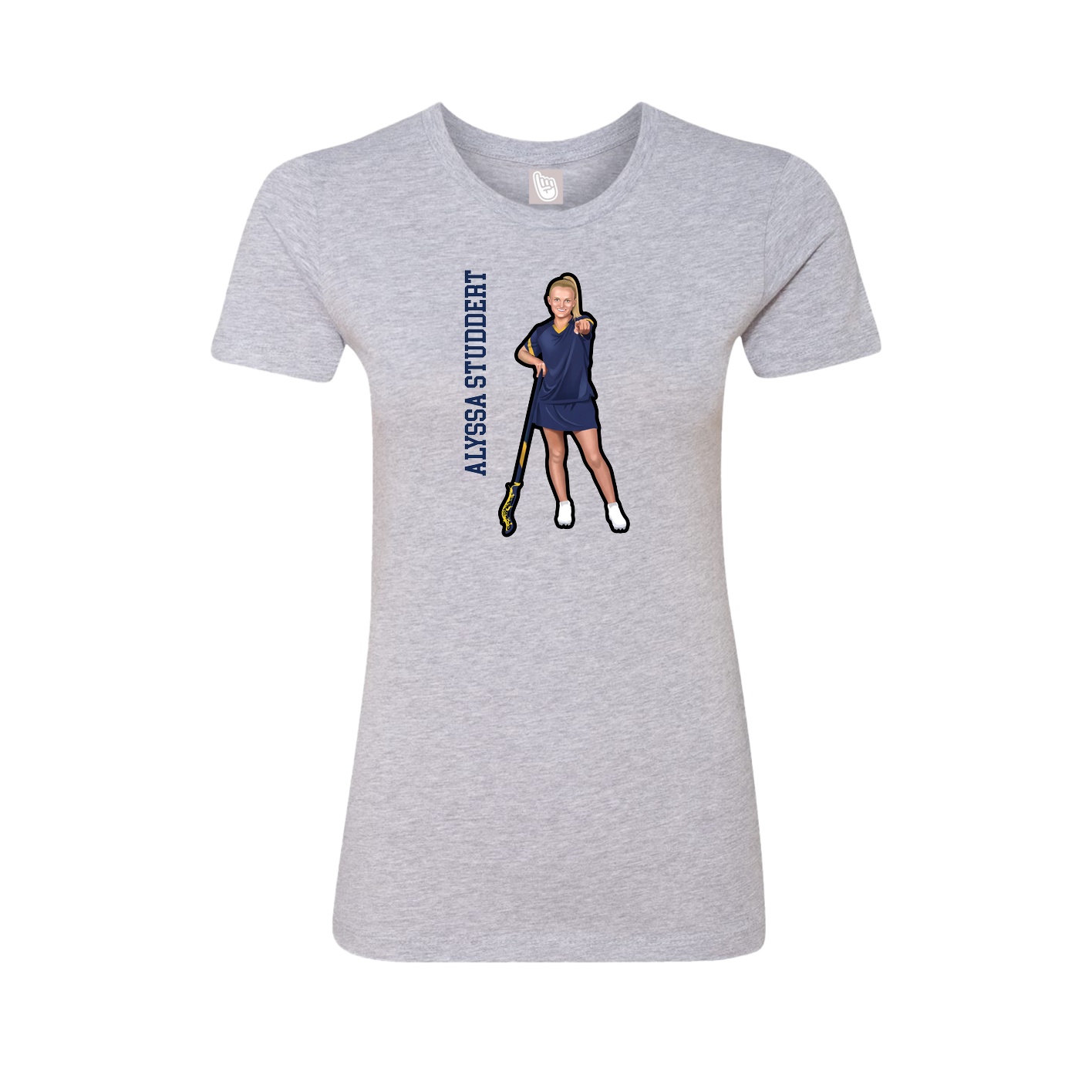 Fitted Women's Tee — Name Vertical in Grey