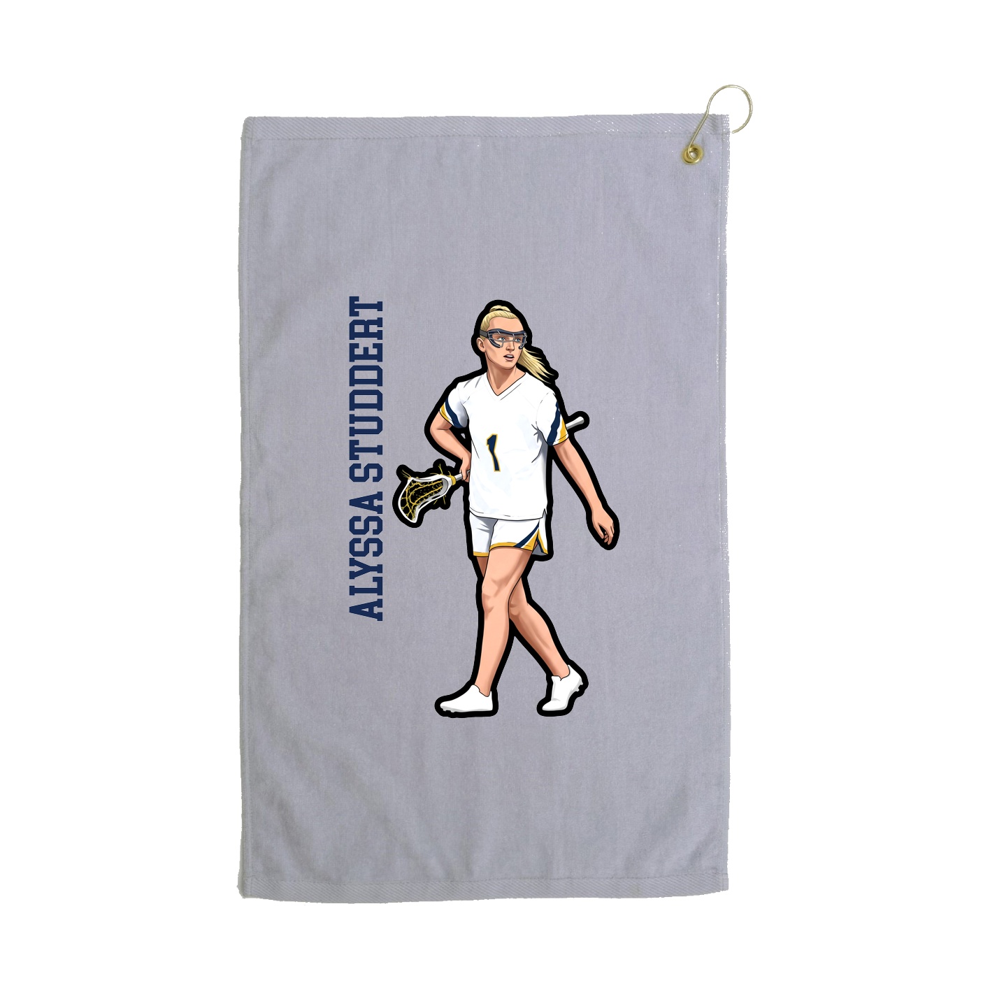 Golf Towel — Name Vertical in Grey