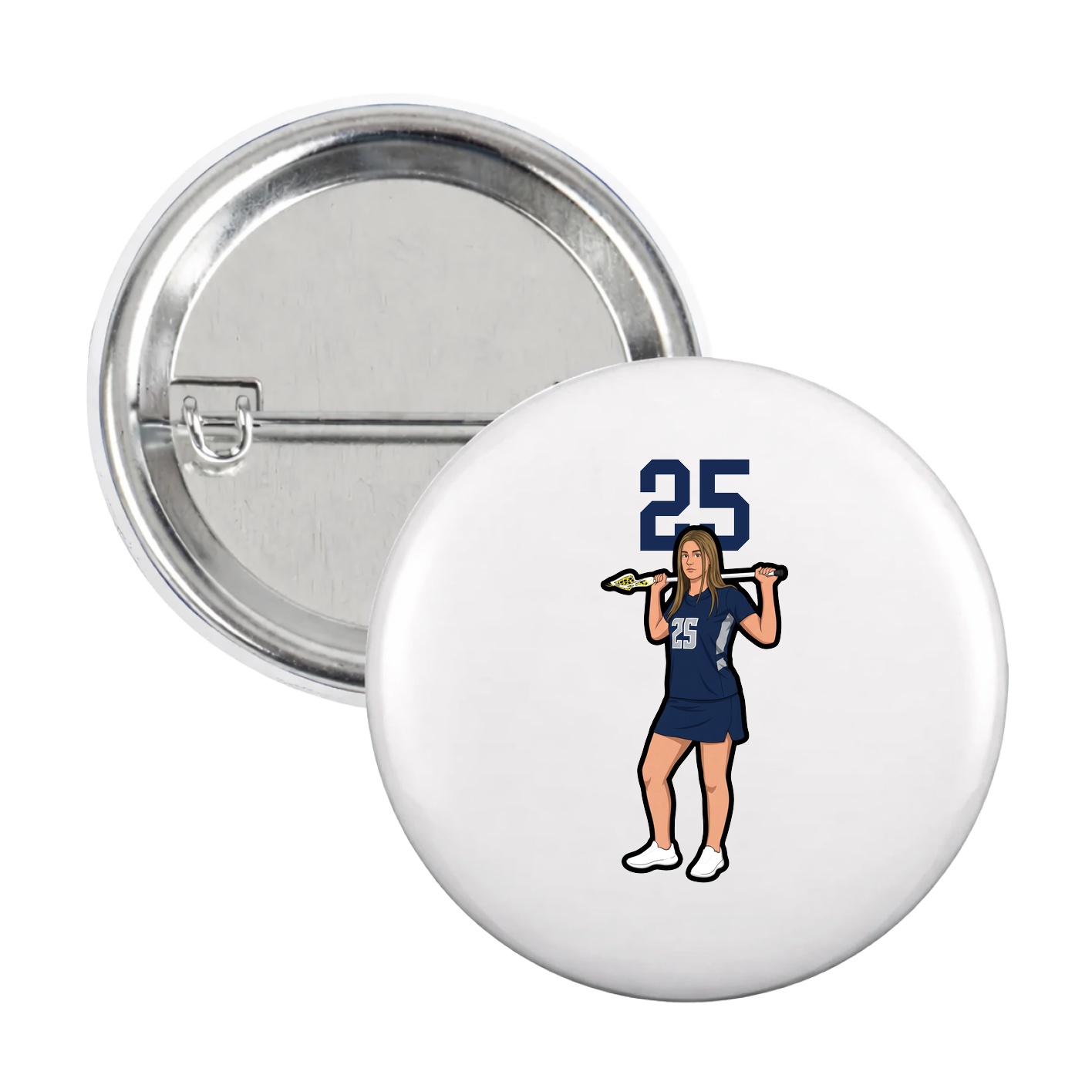 Game Day Button — Number Top in White
