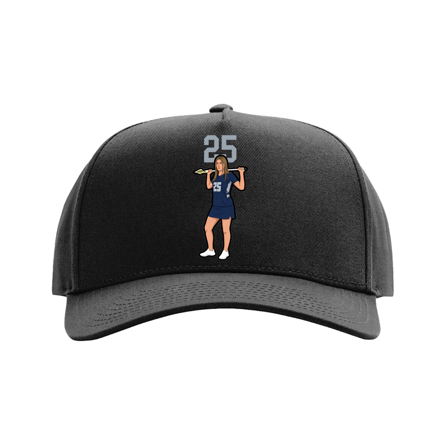 Full Fabric Five-Panel Champ Cap — Number Top in Black