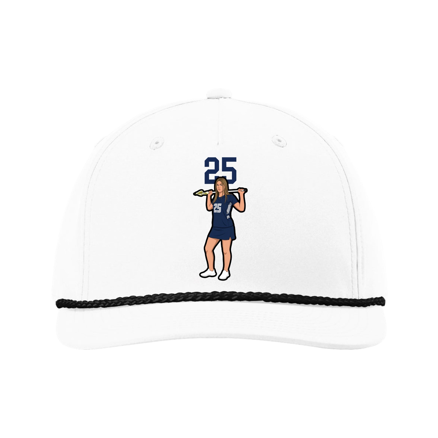 Five-Panel Classic Rope Cap — Number Top in White
