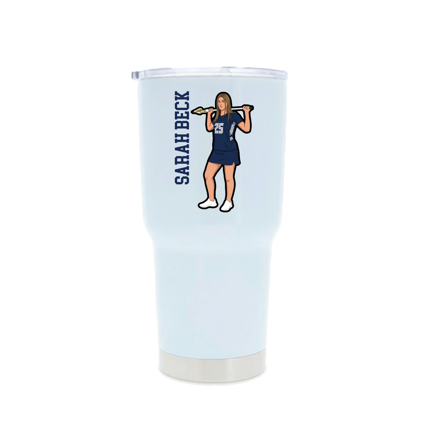 30oz Stainless Steel Tumbler — Name Vertical in White
