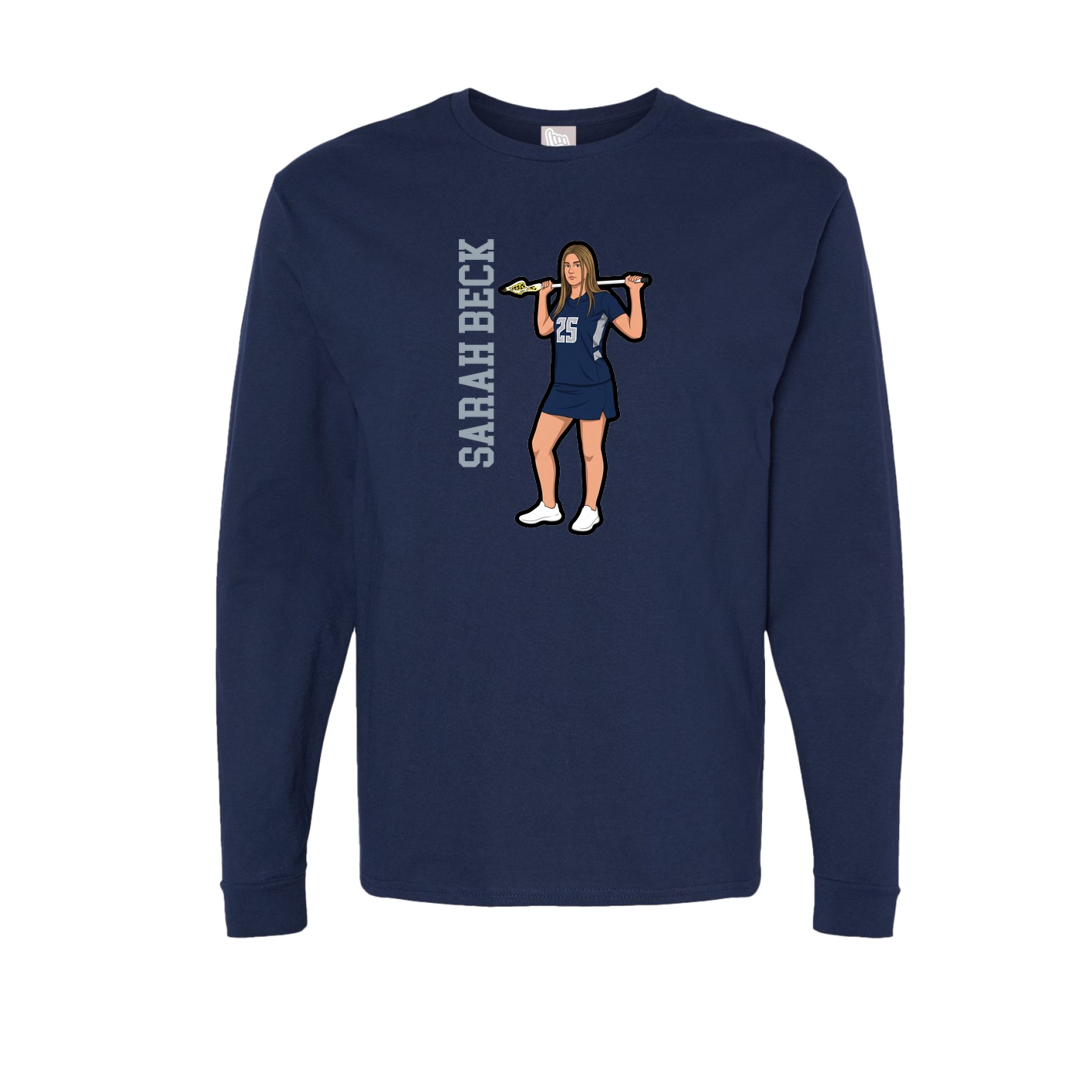 Long Sleeve Tee — Name Vertical in Navy