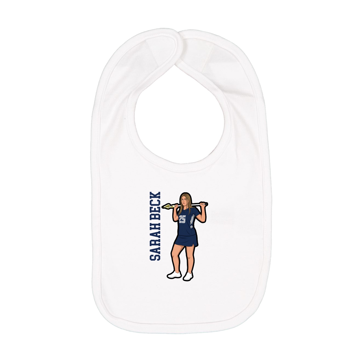 Infant Bib — Name Vertical in White