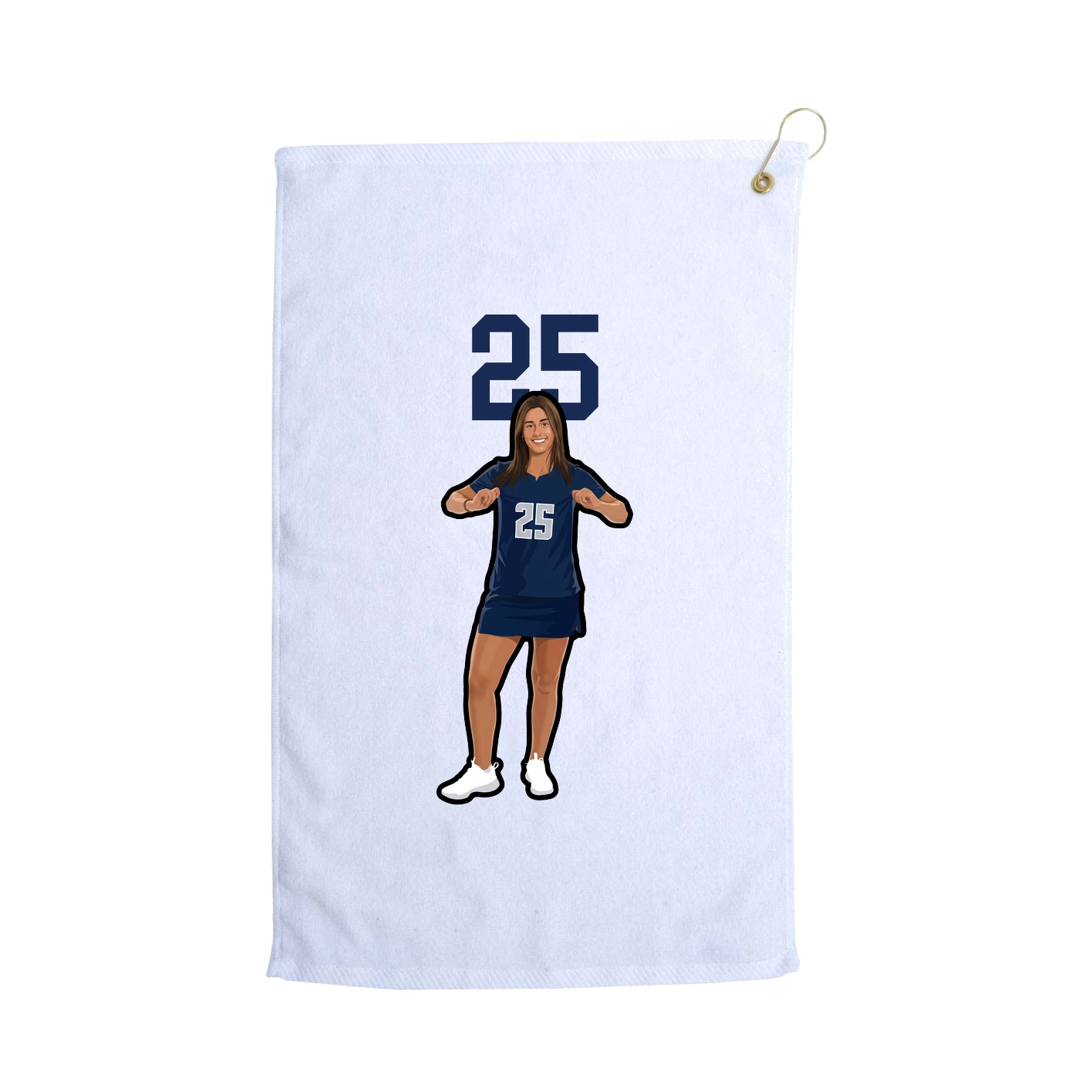 Golf Towel — Number Top in White