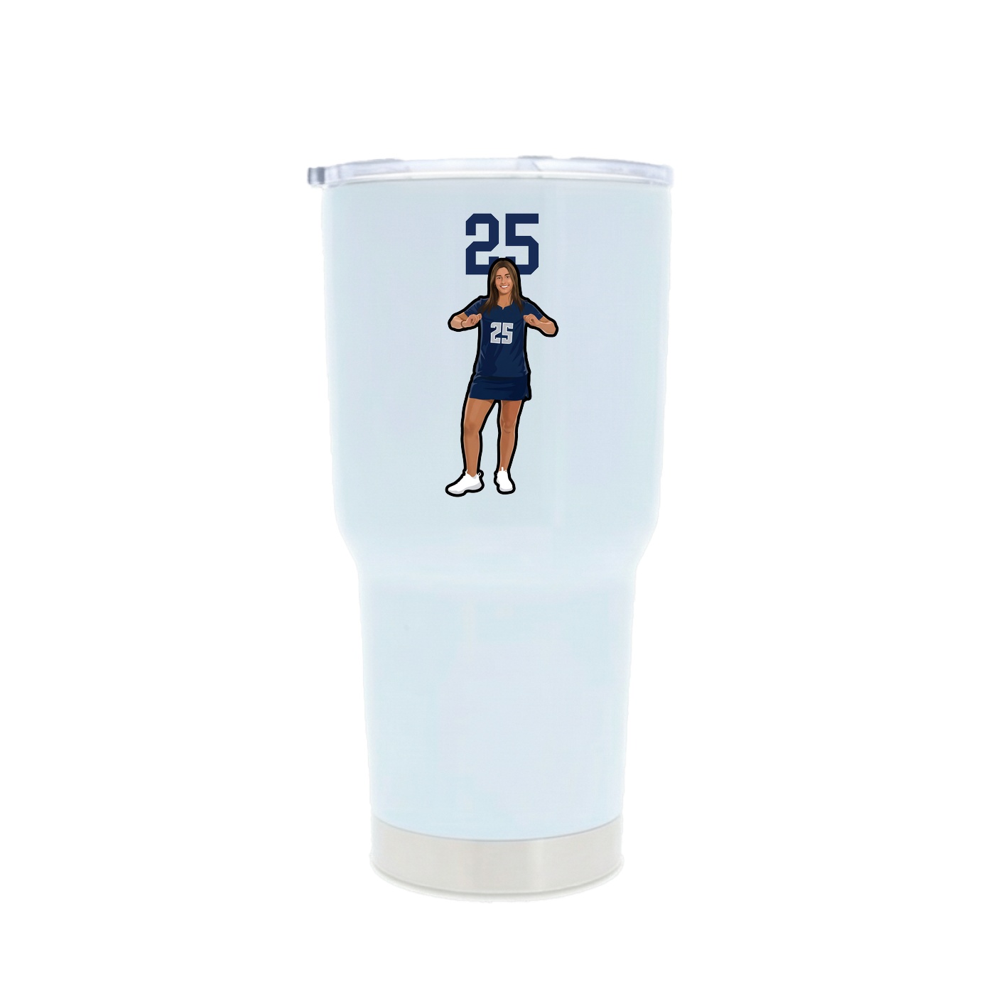 30oz Stainless Steel Tumbler — Number Top in White