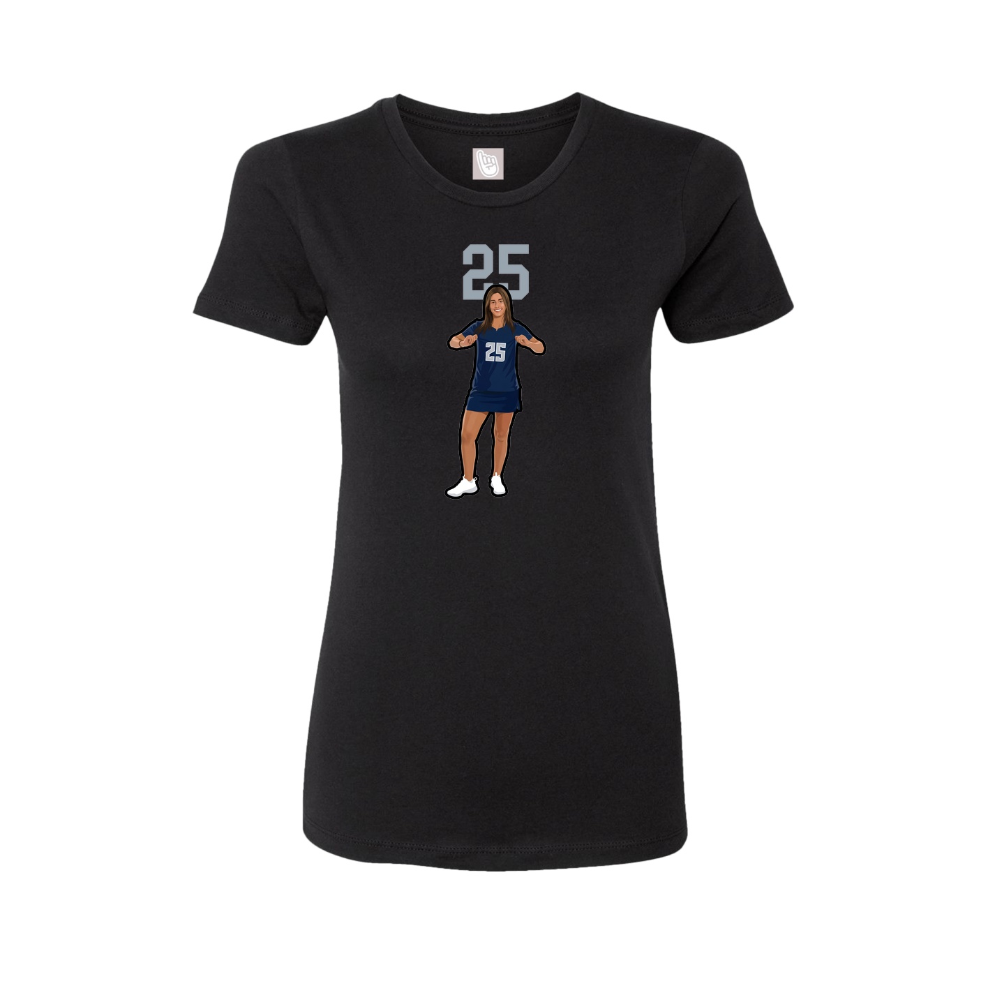 Fitted Women's Tee — Number Top in Black