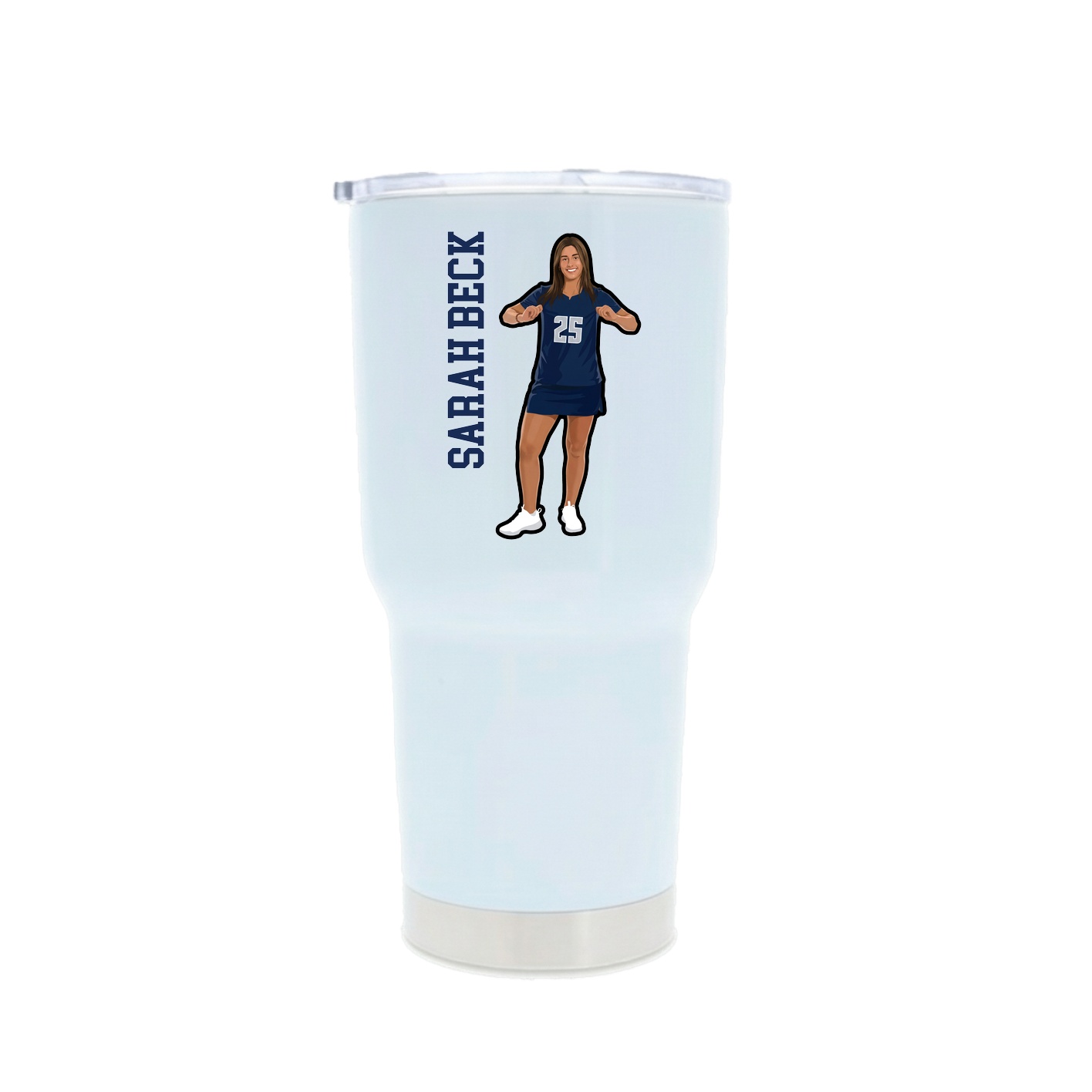 30oz Stainless Steel Tumbler — Name Vertical in White