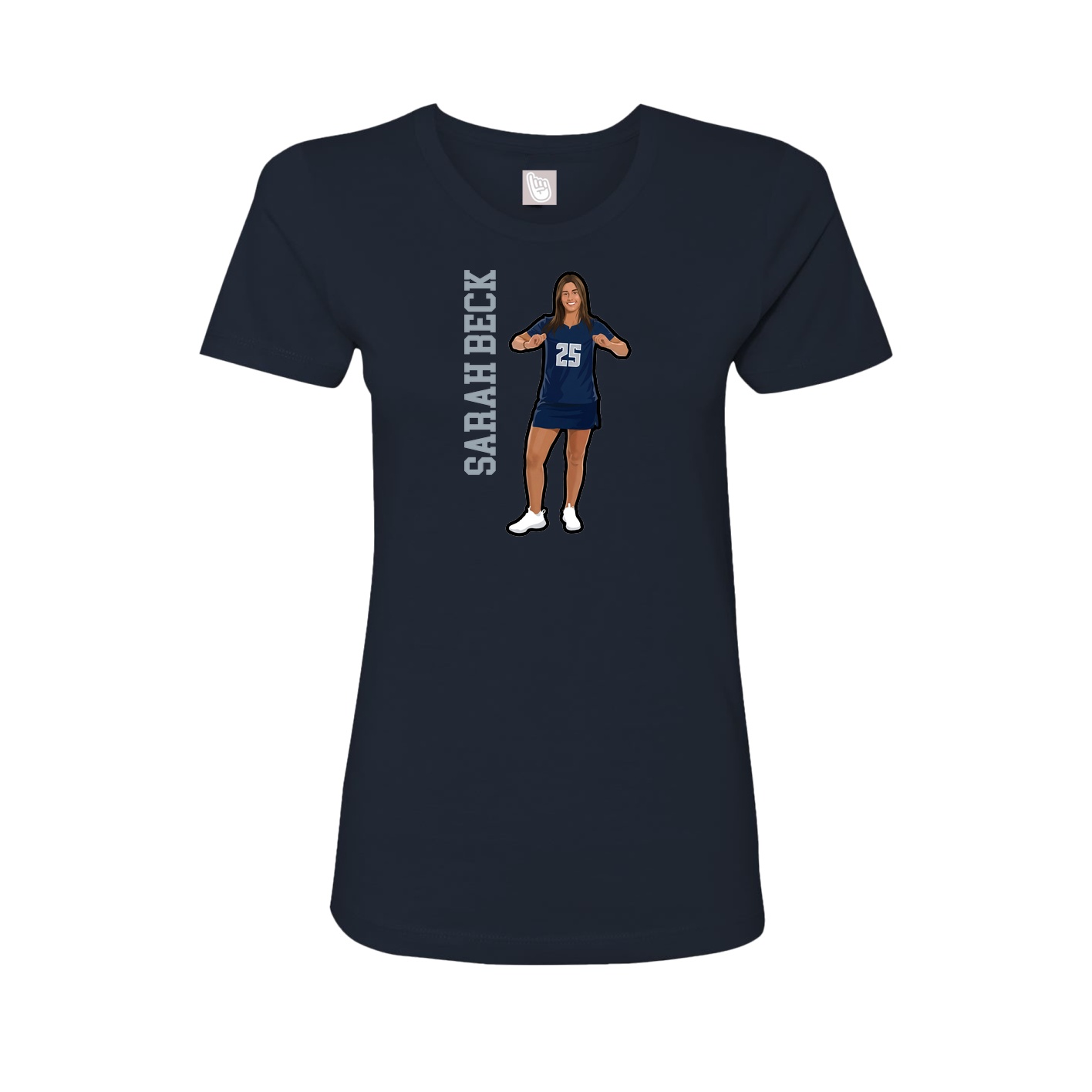 Fitted Women's Tee — Name Vertical in Navy