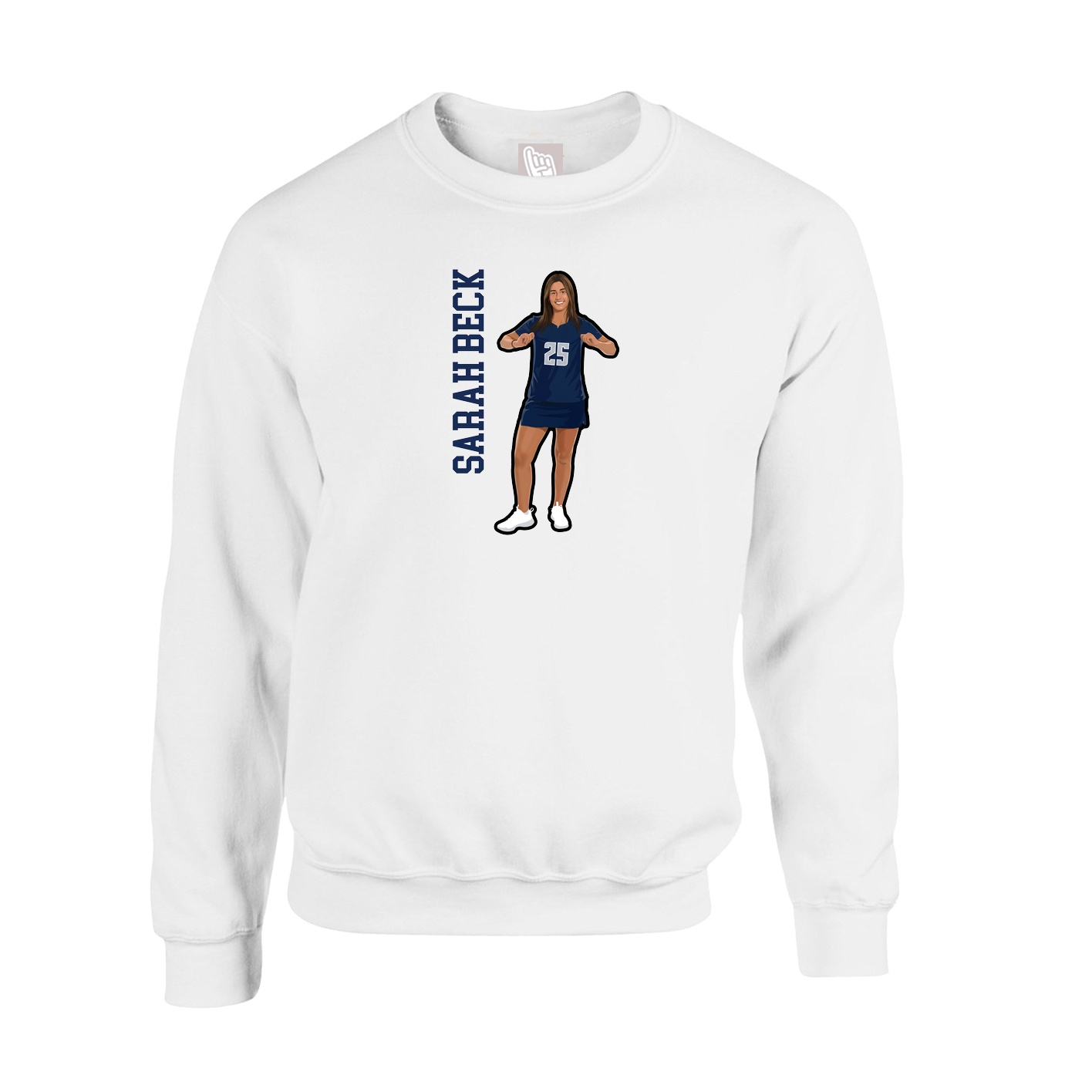 Fleece Crew — Name Vertical in White