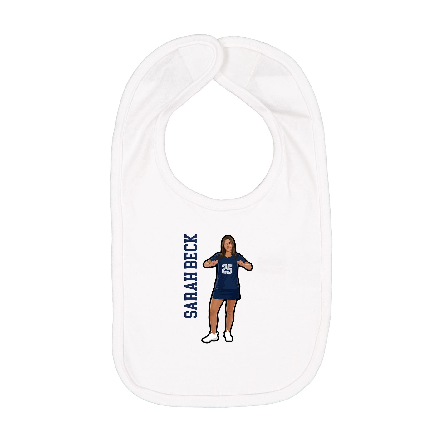 Infant Bib — Name Vertical in White