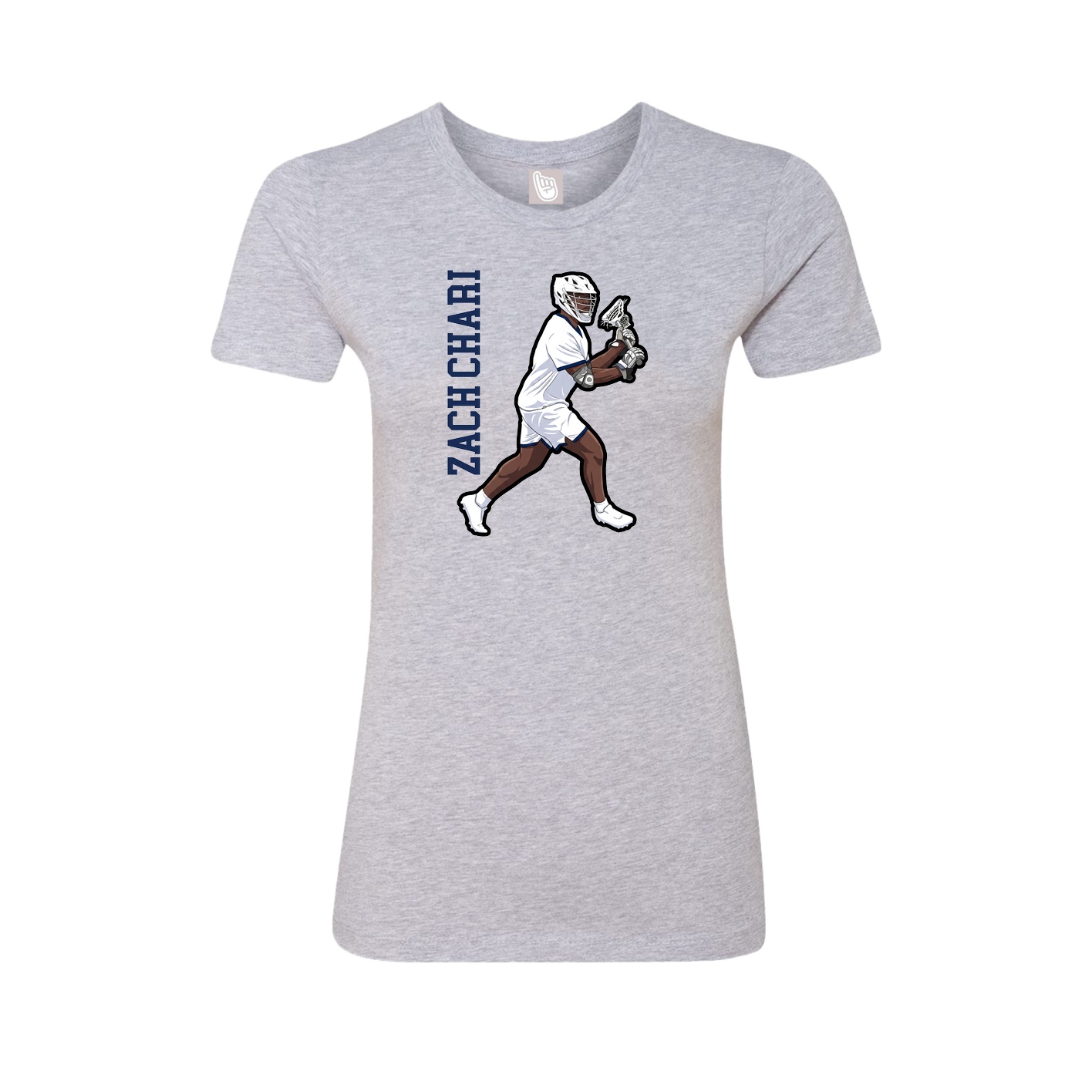 Fitted Women's Tee — Name Vertical in Grey
