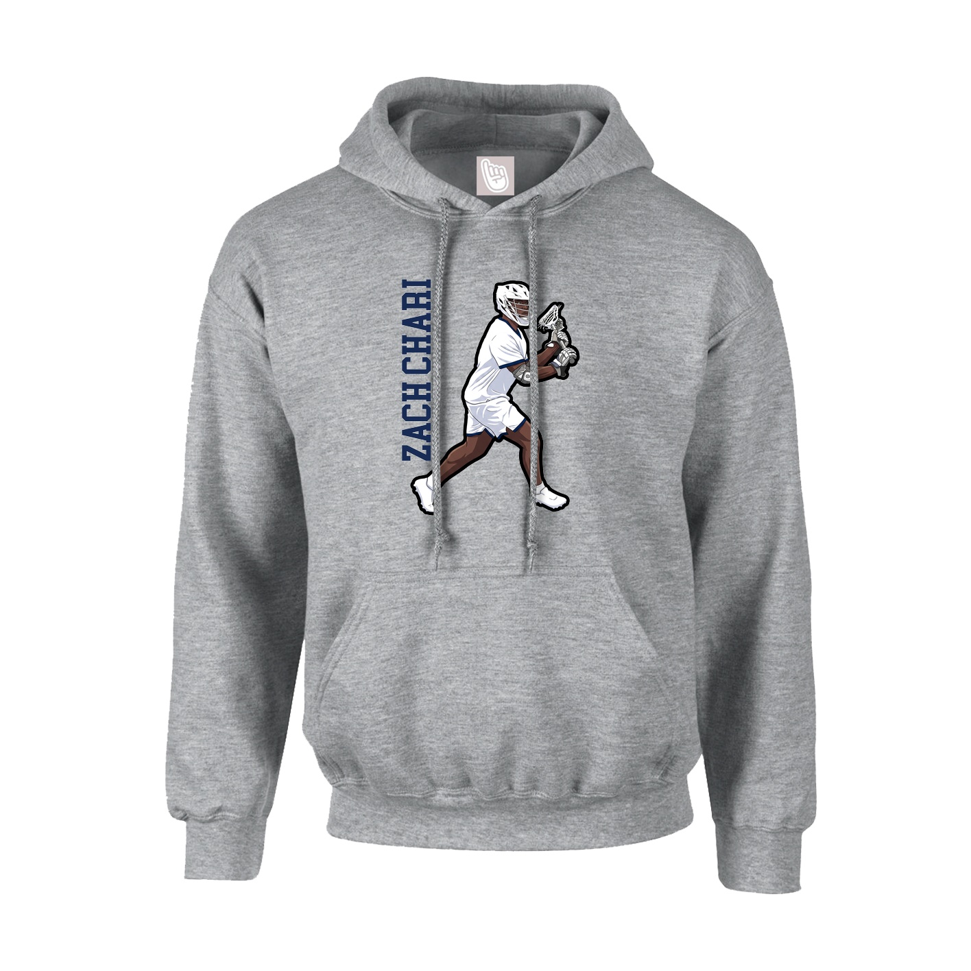 Hoodie — Name Vertical in Grey