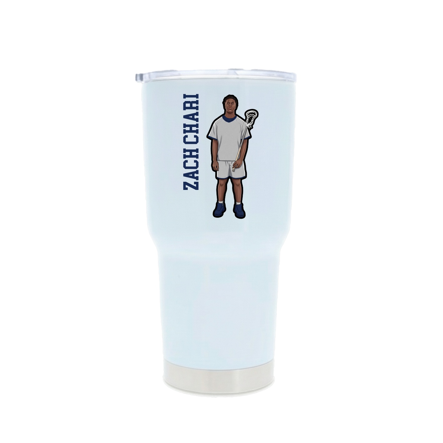 30oz Stainless Steel Tumbler — Name Vertical in White