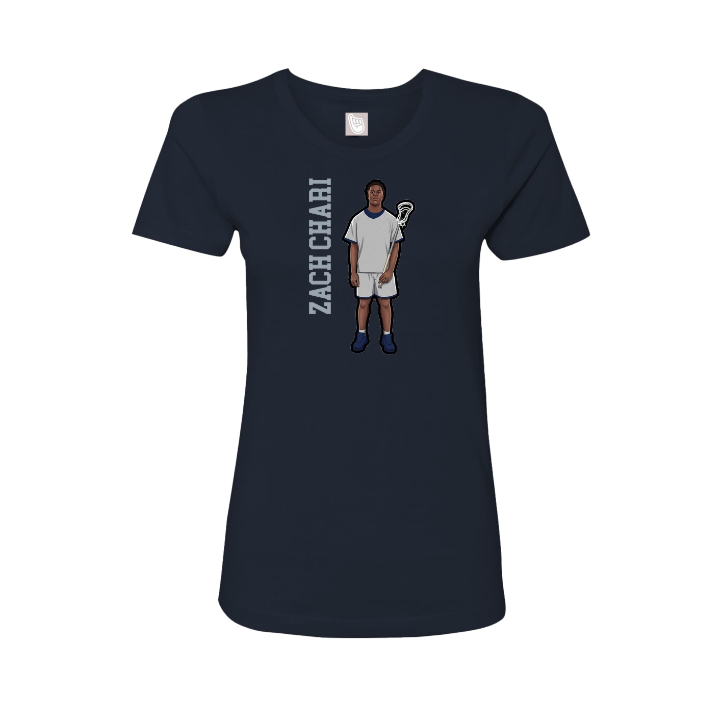 Fitted Women's Tee — Name Vertical in Navy