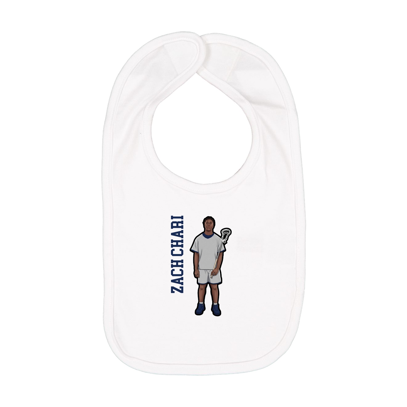 Infant Bib — Name Vertical in White
