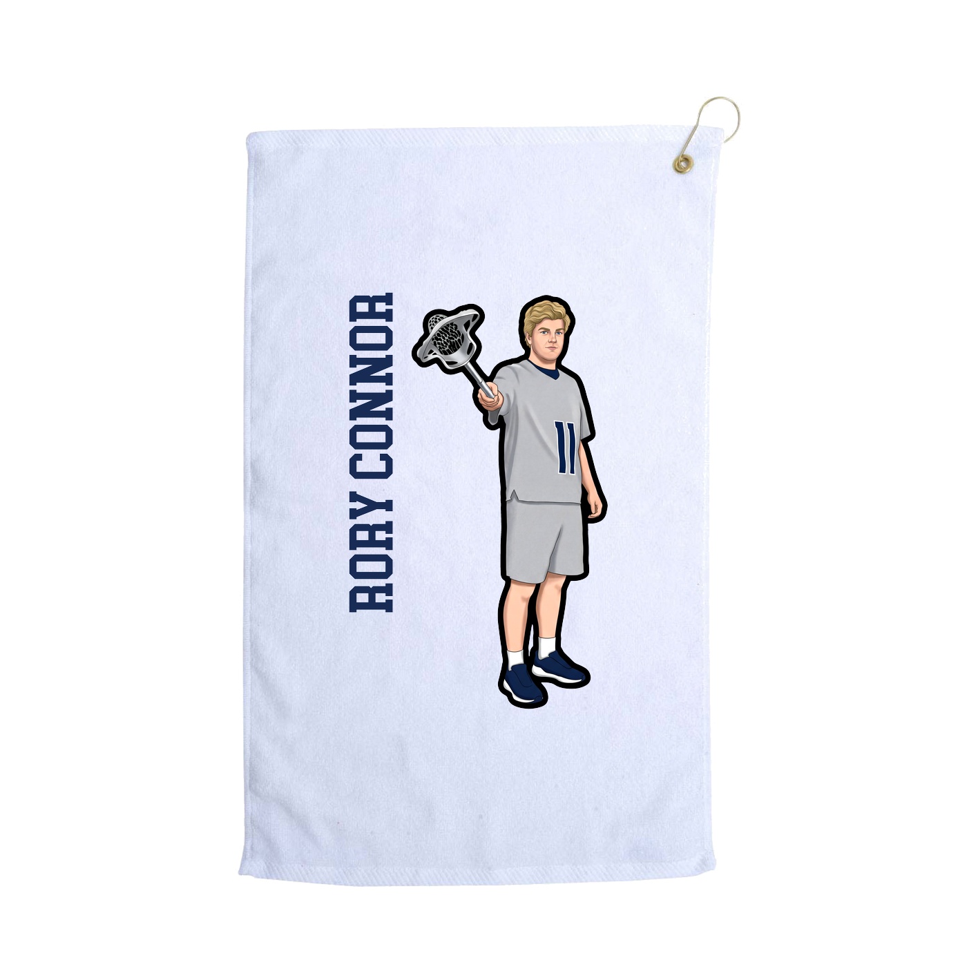 Golf Towel — Name Vertical in White